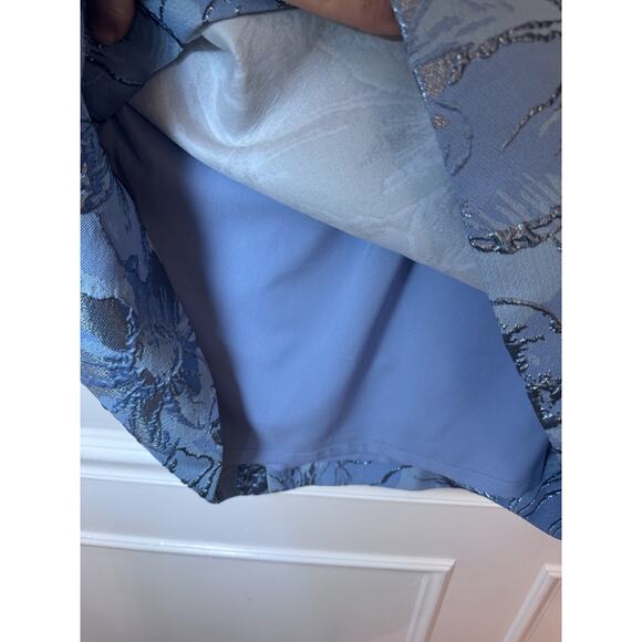 Rickie Freeman for Teri Jon Bell-Sleeve Metallic Floral Jacquard Dress Sz 6 NWT - Picture 11 of 16